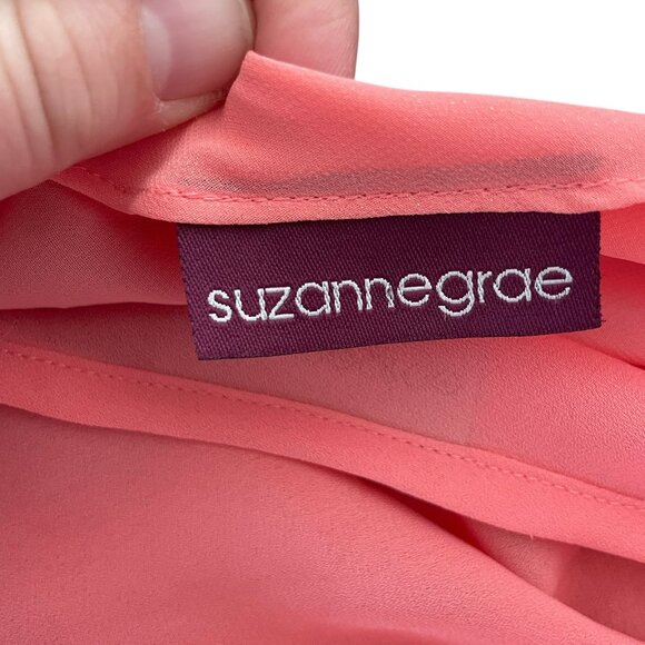 Vintage Y2K Suzanne Grae Slip Midi Dress M Cowl Neck Peach Sparkle Fairy Core - Picture 6 of 6